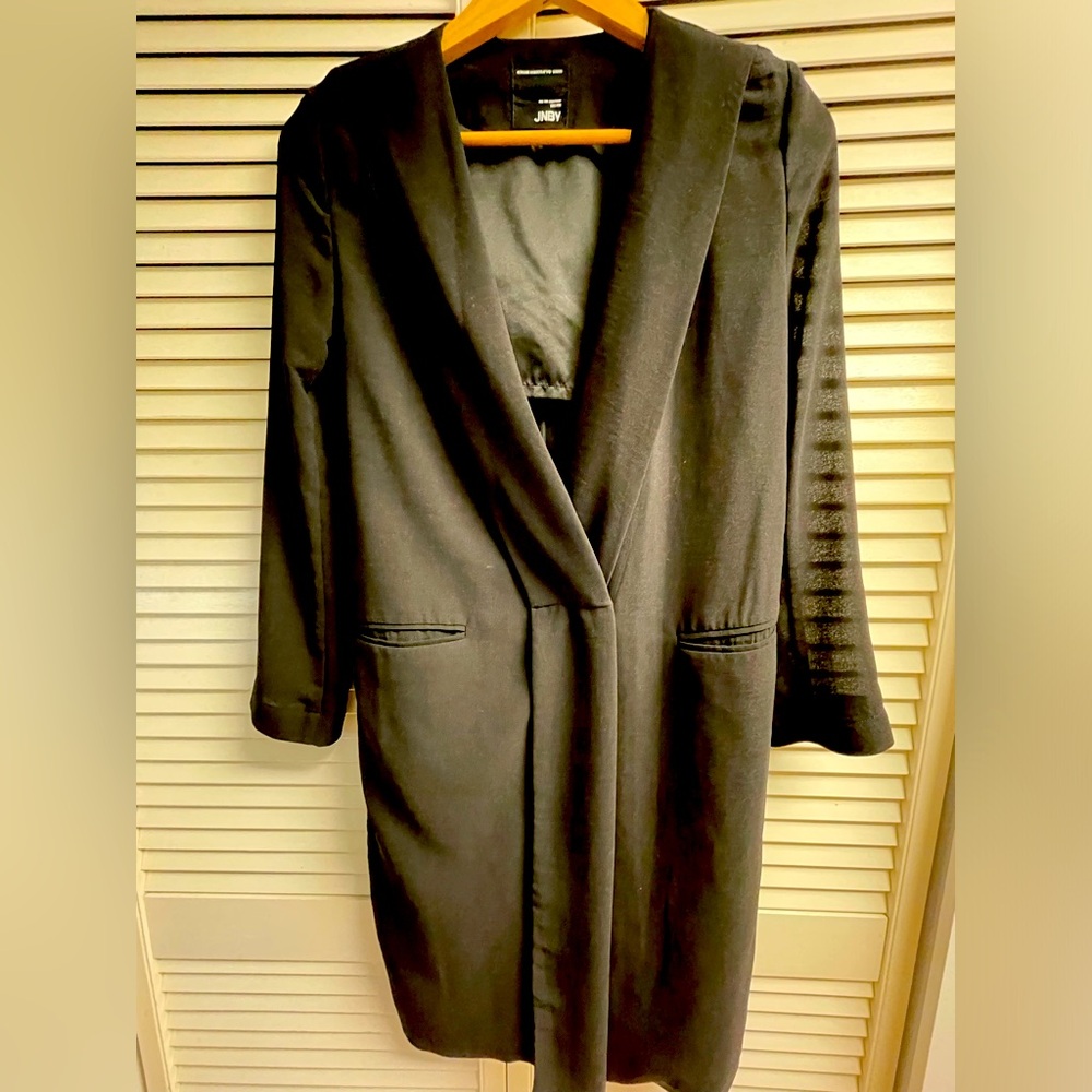 Womens JNBY Long Black Duster Jacket Blazer Size Medium Lightweight